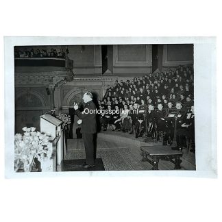 Original WWII Dutch NSB photo Anton Mussert in concertgebouw in Amsterdam