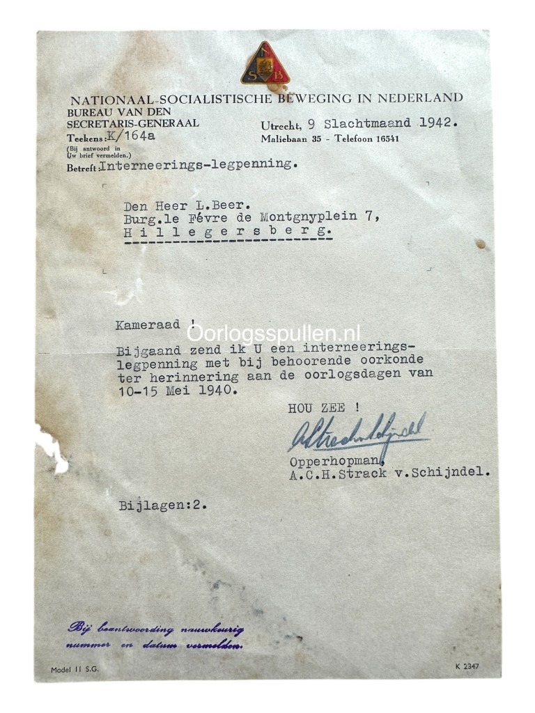 Original WWII Dutch NSB set from Hillegersberg