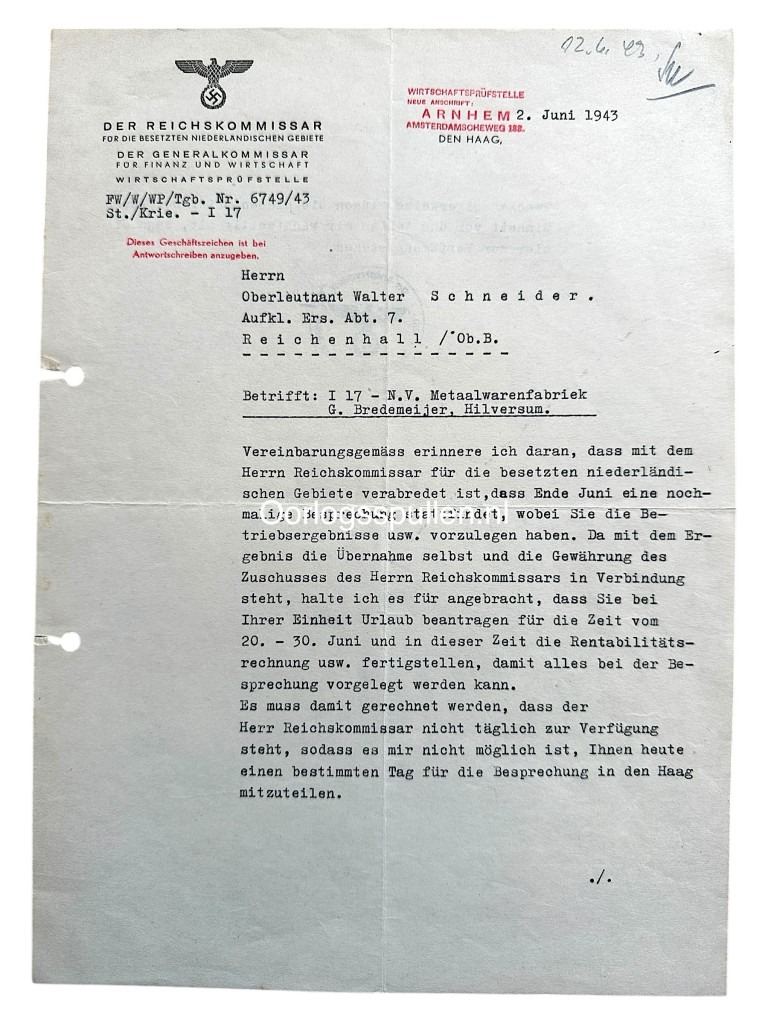 Original WWII German Kanzlei des Führers der NSDAP set Hilversum