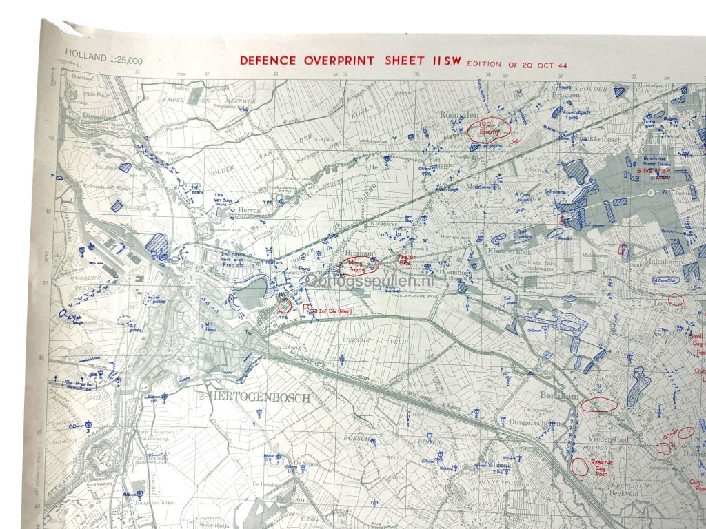 Original WWII British Secret map for Operation Pheasant – ’s-Hertogenbosch