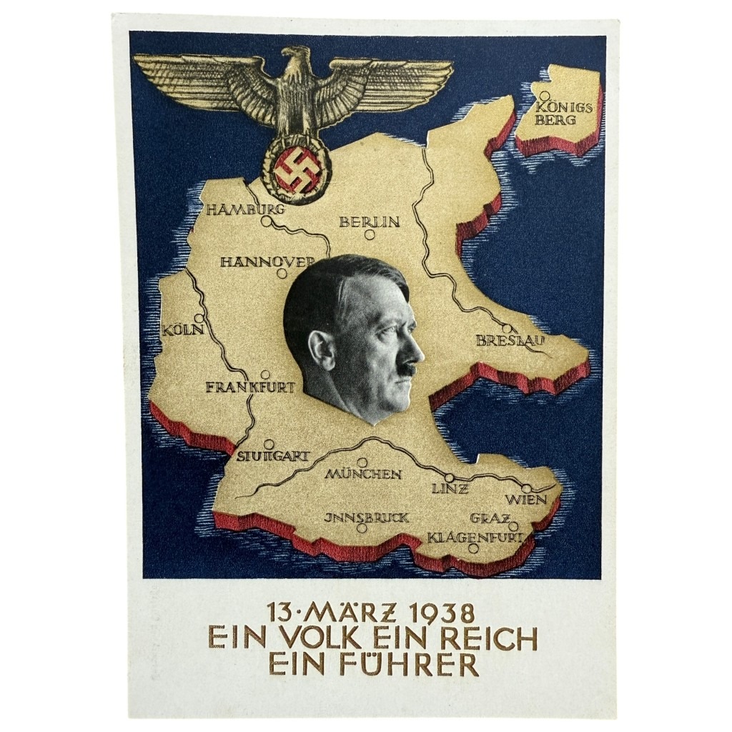 Original WWII German postcard Anschluss of Austria - hitler