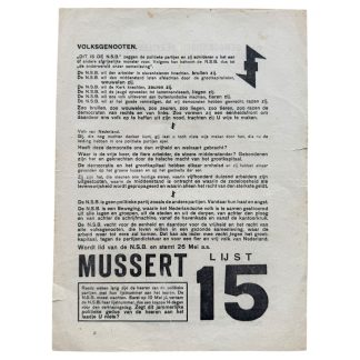 Original WWII Dutch NSB elections flyer