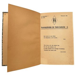 Original WWII Dutch SS Vormingsbladen 1941 bound book, rare Netherlands SS propaganda publication from the Second World War, collectible collaboration literature.