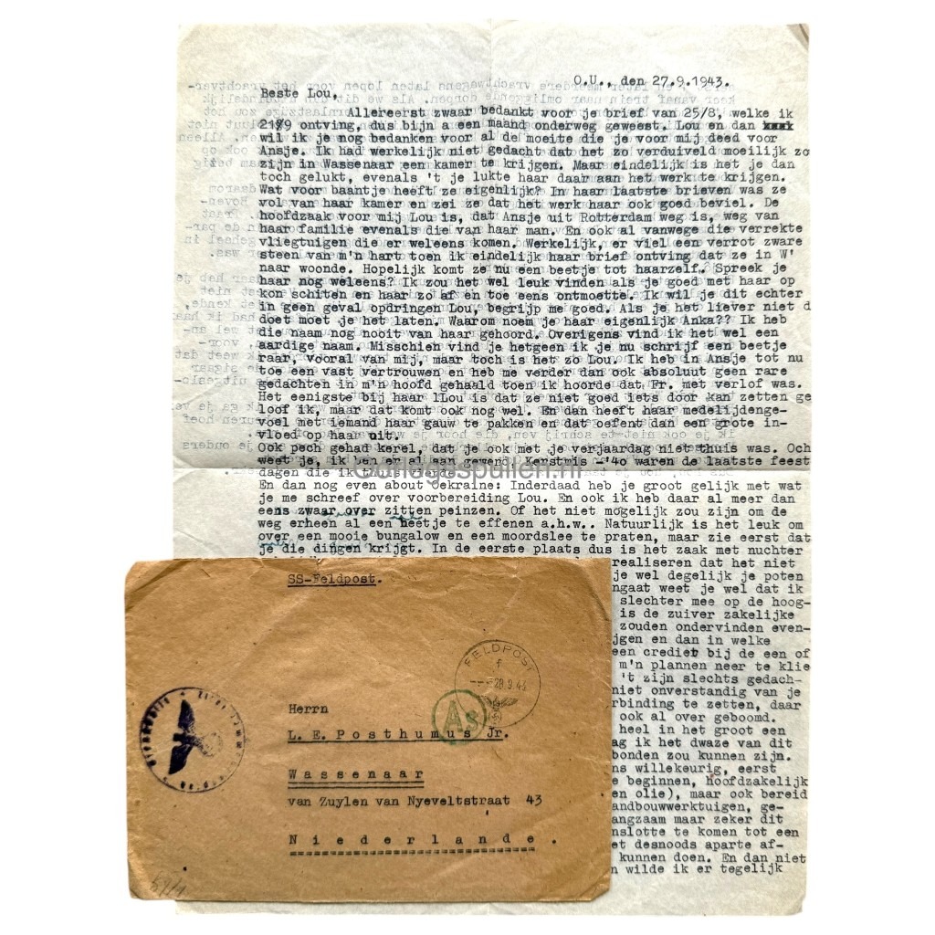 Original WWII Dutch Waffen-SS Feldpost letter 'Freiwilligen-Panzergrenadier-Regiment 48 SS-Brigade Nederland'