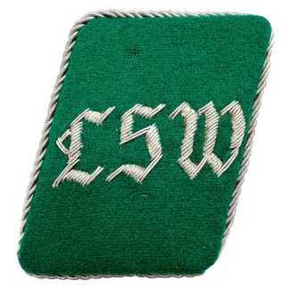 Original WWII Dutch made Luftschutzwarndienst LSW collar tab