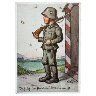 Original WWII German postcard soldier