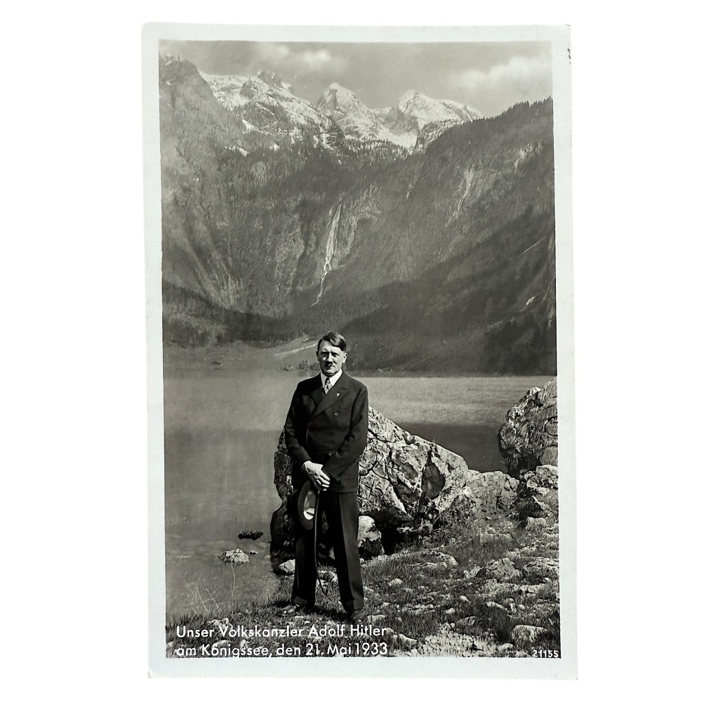 Originale Postkarte von 1933 – Adolf Hitler am Königssee, aufgenommen am 21. Mai 1933, seltenes historisches Sammlerstück für Militaria- und Zeitgeschichte-Sammler.