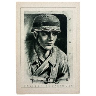 Original WWII German postcard Fallschirmjäger