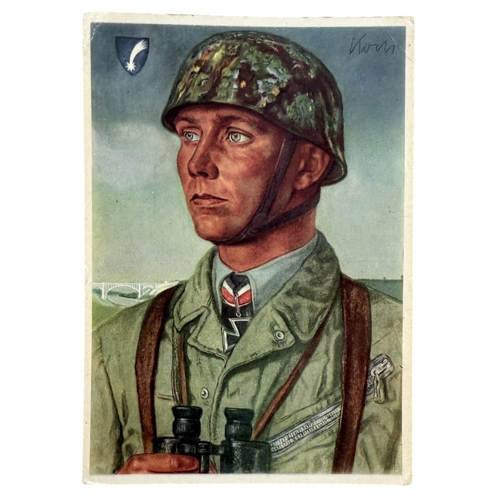 Original WWII German postcard Major Koch, Fallschirmjäger-Offizier Eben Emael