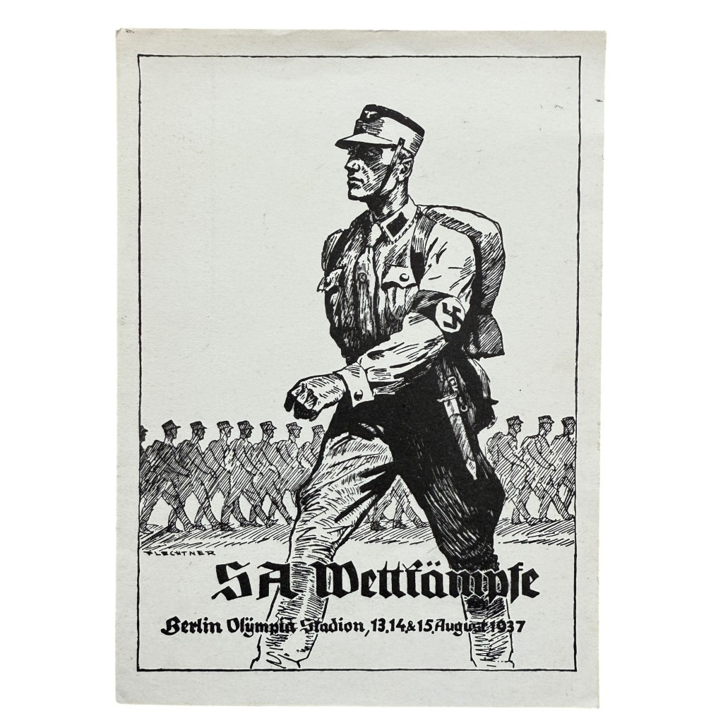 Original WWII German postcard SA Wettkämpfe Berlin in 1937