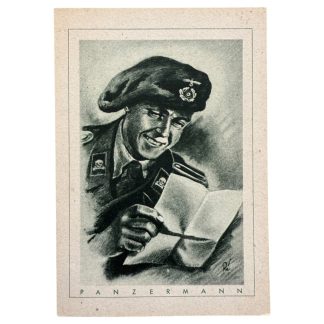 Original WWII German postcard Panzermann