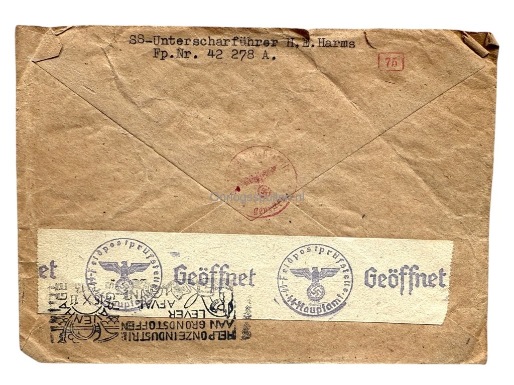 Original WWII Dutch Waffen-SS Feldpost letter 'Freiwilligen-Panzergrenadier-Regiment 48 SS-Brigade Nederland'