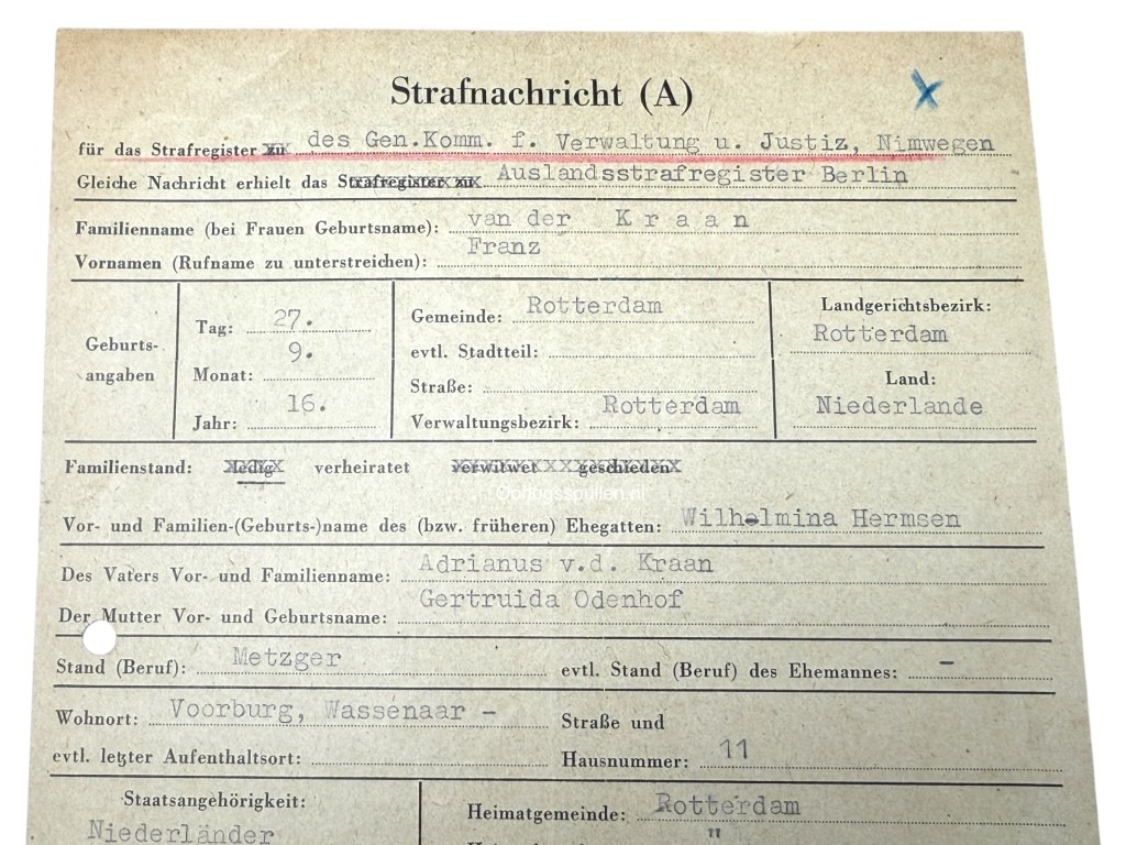Original WWII Dutch Waffen-SS volunteer punishment document Voorburg/Rotterdam - Image 2