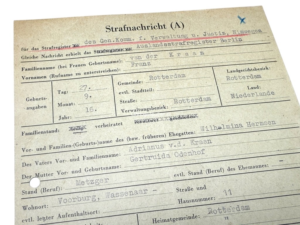 Original WWII Dutch Waffen-SS volunteer punishment document Voorburg/Rotterdam - Image 3