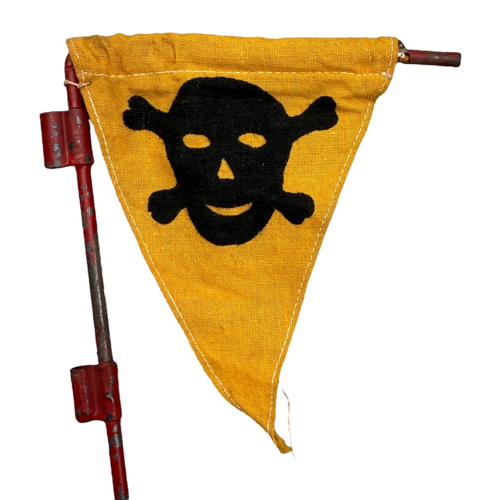 Original WWII German gas warning flag with pole