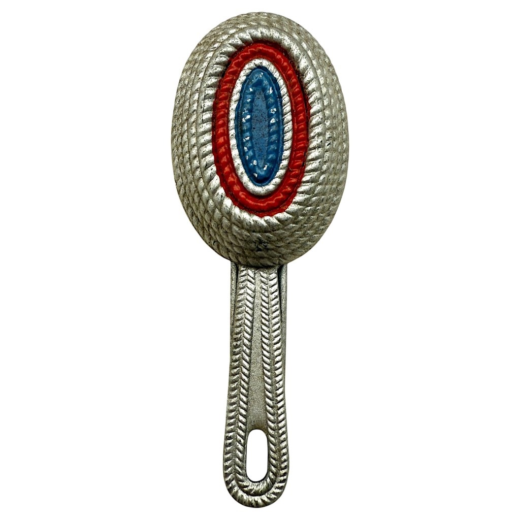 Originele Schalkhaar Politie kokarde voor kepie, Tweede Wereldoorlog Nederlands collaboratie uniformembleem met rood-wit-blauwe kokarde, zeldzaam politie verzamelobject.