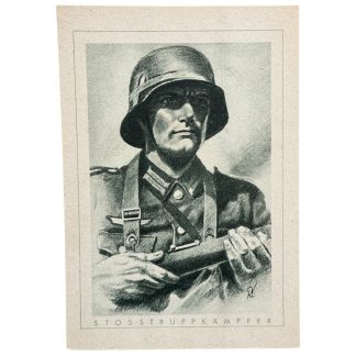 Original WWII German postcard Stosstruppkämpfer