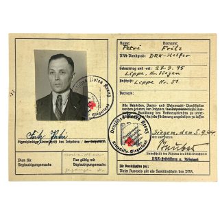 Original WWII German DRK Personal-Ausweis Siegen