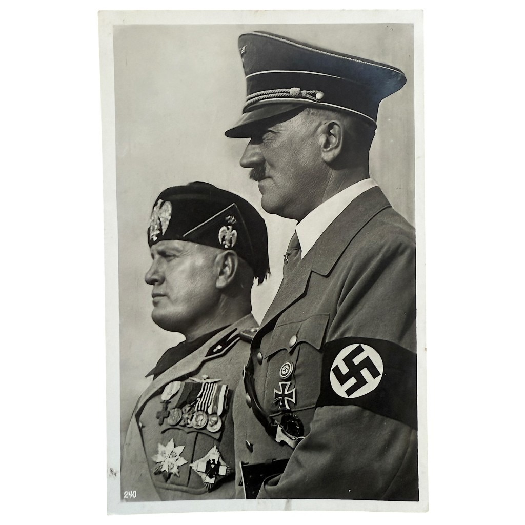 Original WWII German postcard Adolf Hitler and Benito Mussolini