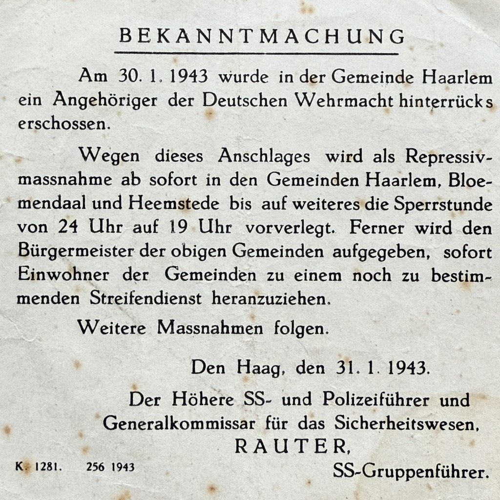 Original WWII German SS announcement leaflet Haarlem - Image 2
