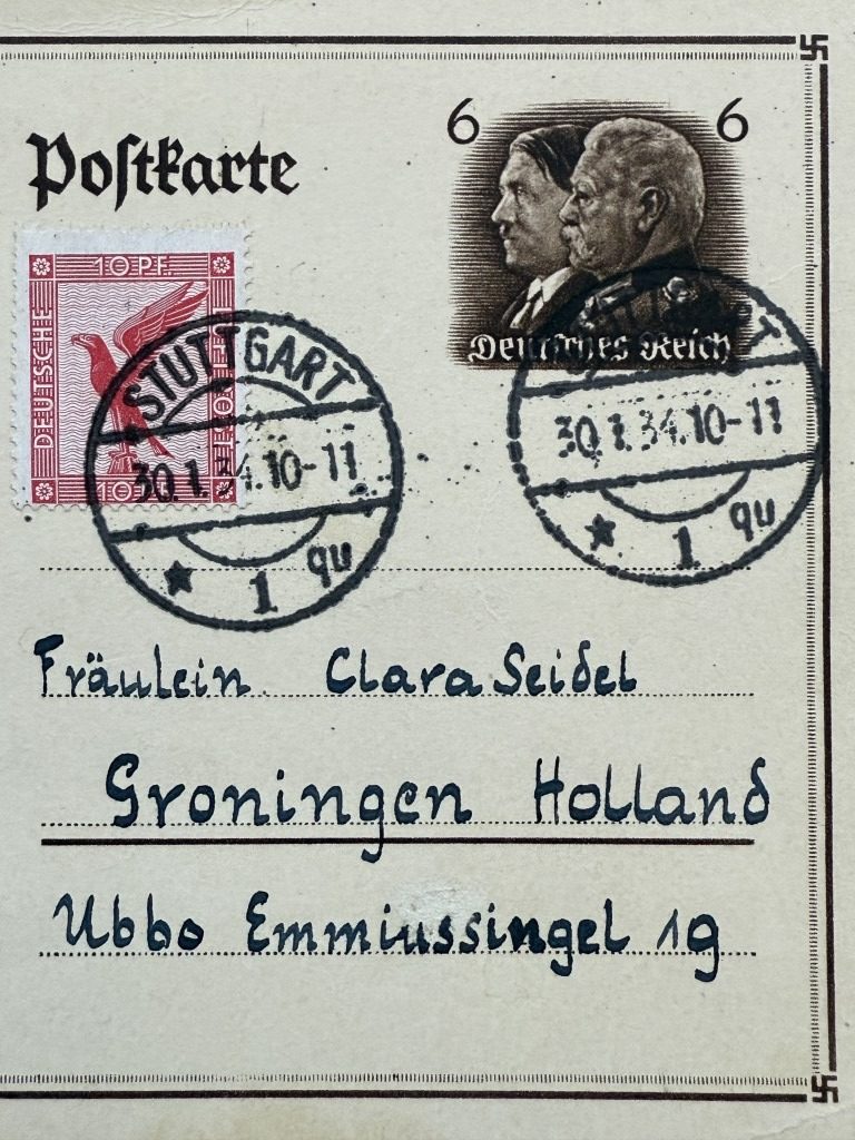 Original 1933 German postcard send to Groningen - Image 3