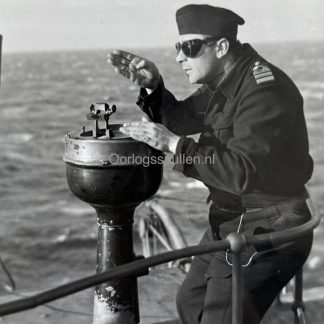 Original WWII British photo Dutch Merchant Navy officer on board a tanker