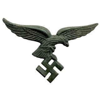 Original WWII German Luftwaffe metal visor cap eagle insignia