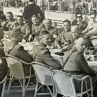 Original May 1940 Dutch photo Dutch army officers having a coffee with Luftwaffe officers 