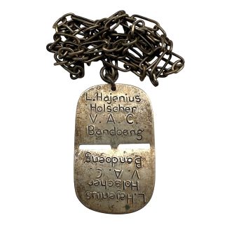 Original WWII Dutch East Indies Name Tag of a Dutch Internee in Japanese Internment Camp