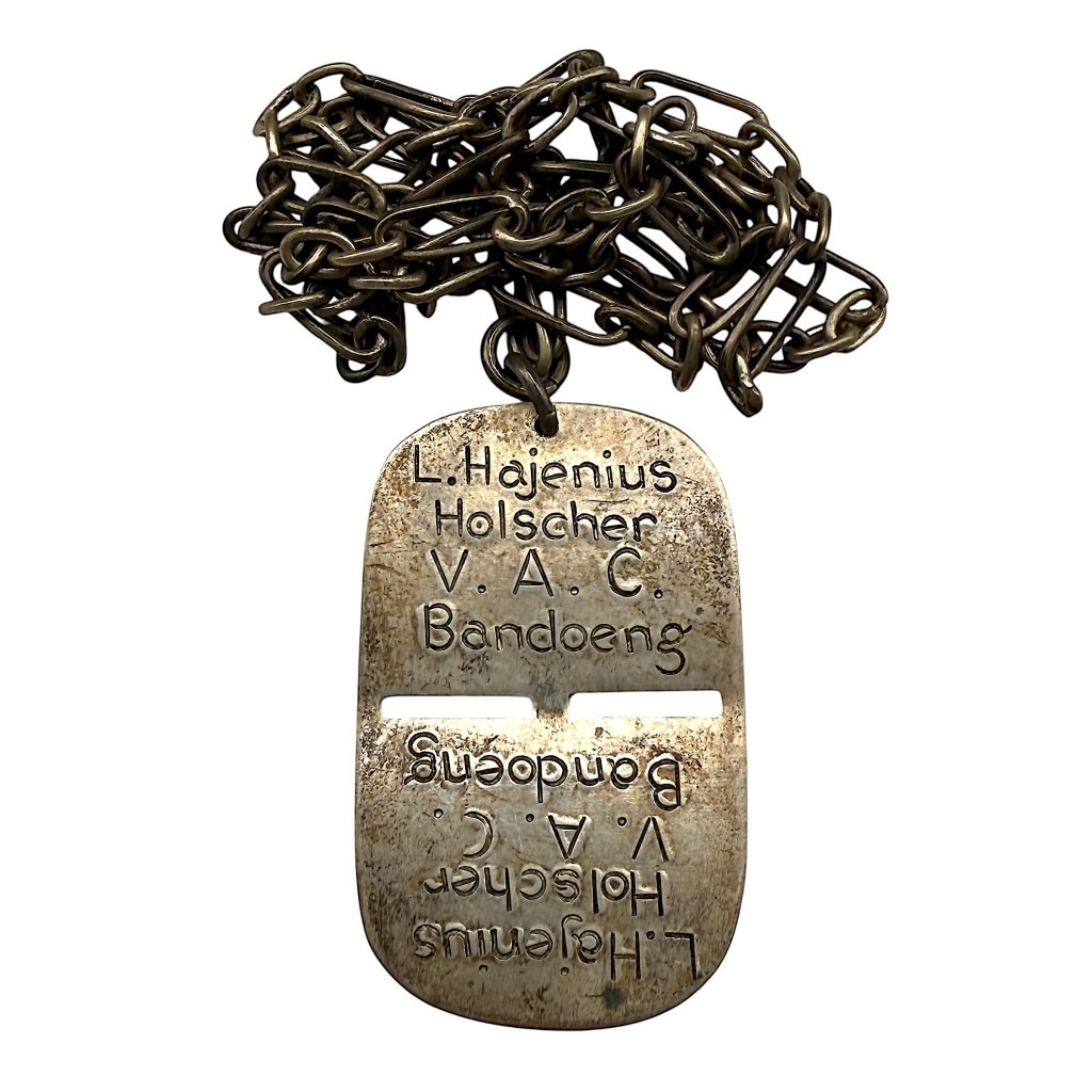 Original WWII Dutch East Indies Name Tag of a Dutch Internee in Japanese Internment Camp