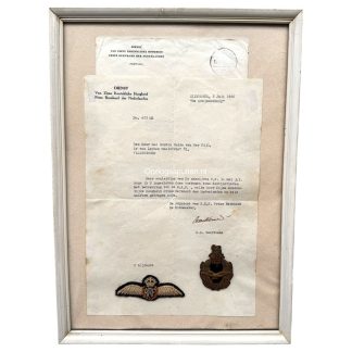 Original WWII Dutch Prins Bernhard RAF insignia with letter from his adjutant