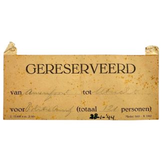 Original WWII Dutch 'Reserved' sign for the Police from Amersfoort