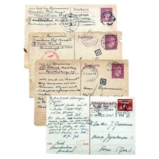 Original WWII Dutch Waffen-SS volunteer postcards 'SS-Pz.Grenadier-Ausbildungs und Ersatz-Bataillon 5' in Ellwangen to Haren in Groningen