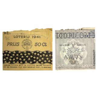 Original WWII Dutch Winterhulp Nederland lottery ticket with envelope