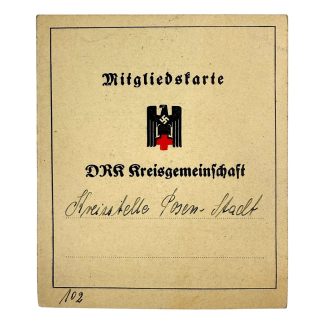 Oryginalna karta członkowska DRK (Deutsches Rotes Kreuz) z okresu II wojny światowej, Kreisgemeinschaft Posen-Stadt, Niemiecki Czerwony Krzyż, dokument historyczny z 1940 roku, kolekcja militariów, artefakt III Rzeszy.
