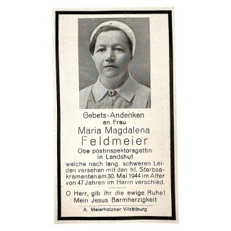 Original WWII German DRK death card Landshut Deutsches Rotes Kreuz 1944