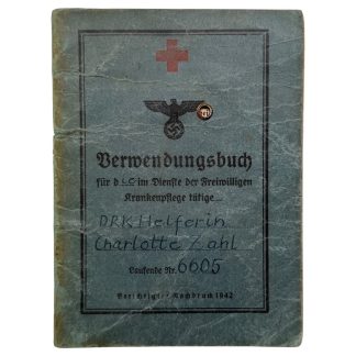 Original WWII German Deutsches Rotes Kreuz (DRK) Verwendungsbuch