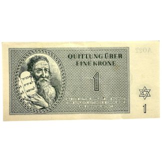 Original WWII Theresienstadt 1 Krone concentration camp ghetto banknote – Jewish Holocaust currency collectible