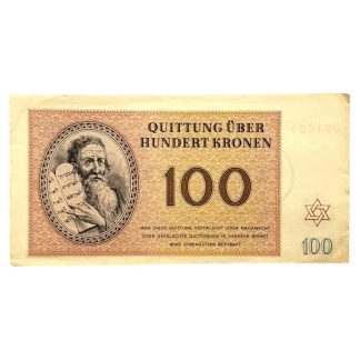 Original WWII German Jewish Ghetto/Camp Theresienstadt 100 Kronen banknote