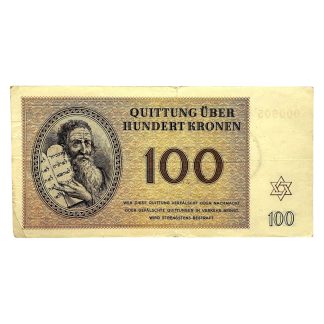Original WWII German Jewish Ghetto/Camp Theresienstadt 100 Kronen banknote