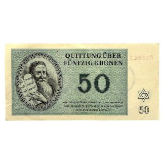 Original WWII German Jewish Ghetto/Camp Theresienstadt 50 Kronen banknote