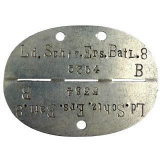 Original WWII German Landesschützen-Ersatz-Bataillon 8 Erkennungsmarke