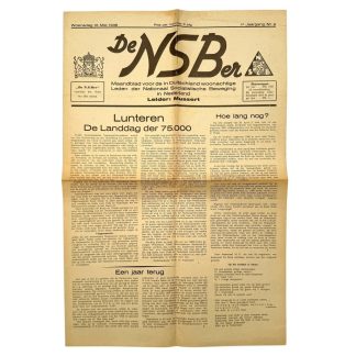 Original WWII German NSB newspaper for NSB members in Germany – No. 2 – 1938