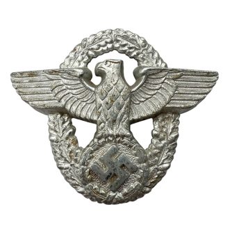 Original WWII German Polizei metal visor cap eagle