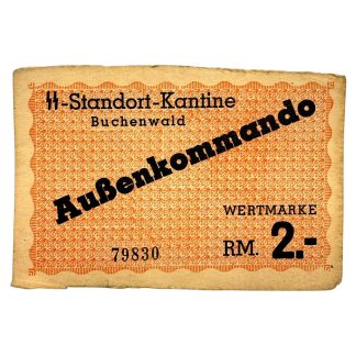 Original WWII German SS-Standort-Kantine Buchenwald 2 RM Wertmarke