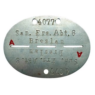 Original WWII German WH Sanitäts-Ersatz-Abteilung 8 Erkennungsmarke