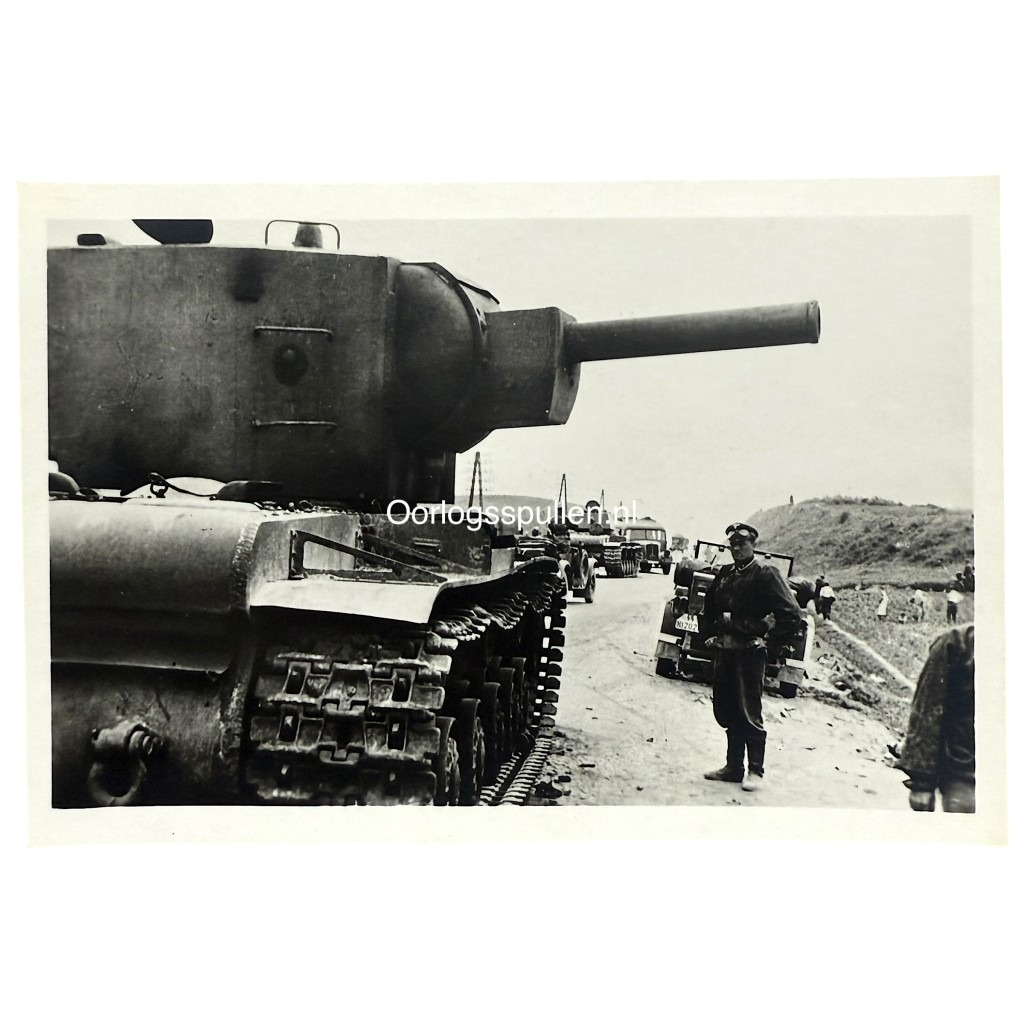 Original WWII German Waffen-SS photo of knocked out Soviet KV-2 heavy tank