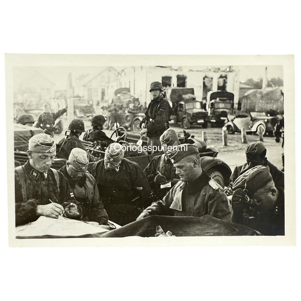 Original WWII German Waffen-SS photo officers during a briefing