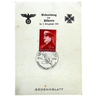 Original WWII German commemorative card Adolf Hitler’s birthday 1941