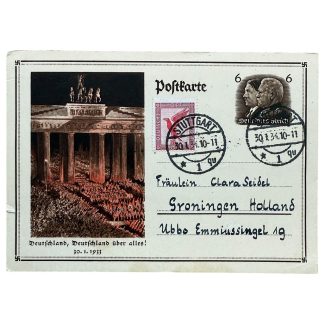 Original 1933 German postcard send to Groningen